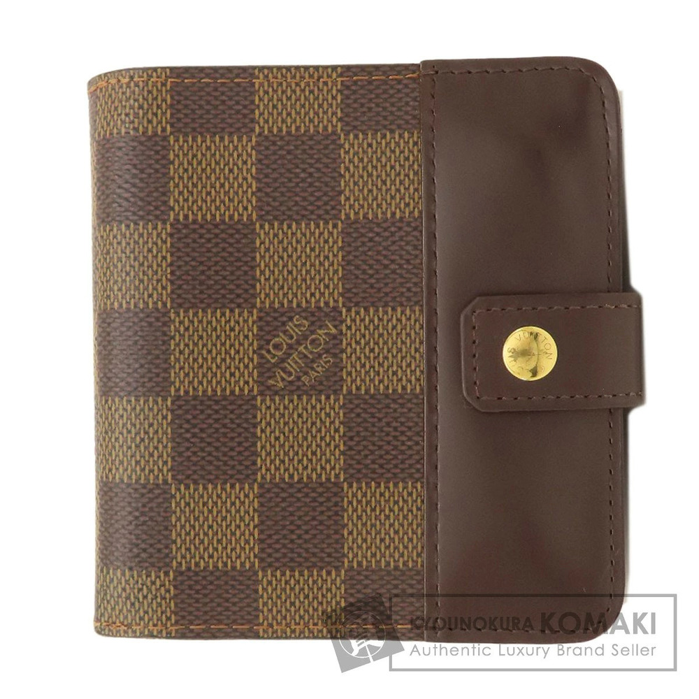 Louis Vuitton Compact Zip Damier Ebene Brown Bi fold Wallet Canvas